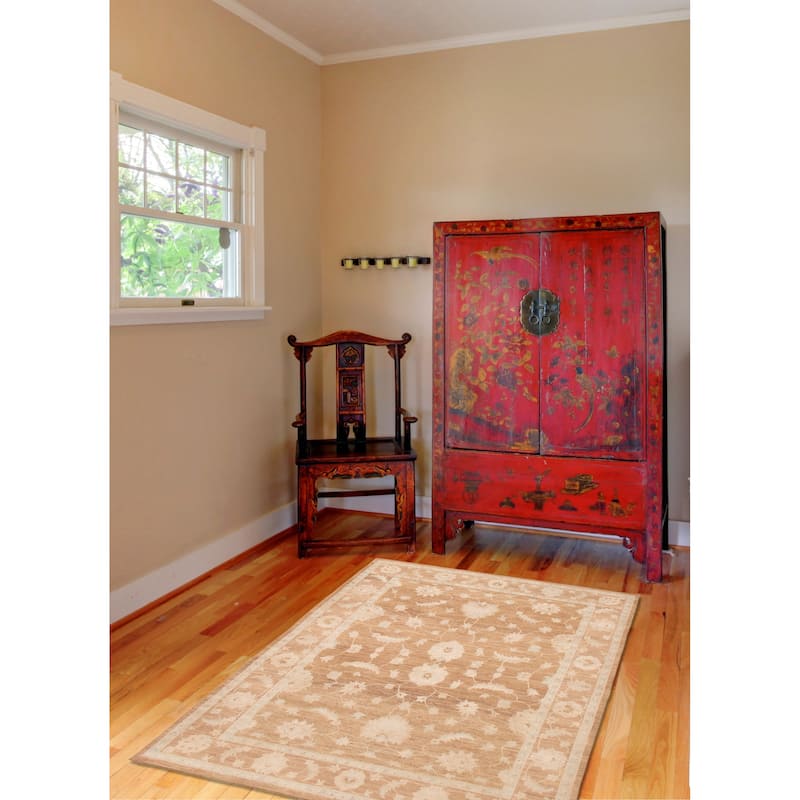 ECARPETGALLERY Hand-knotted Peshawar Oushak Brown Wool Rug - 5'11 x 8'9