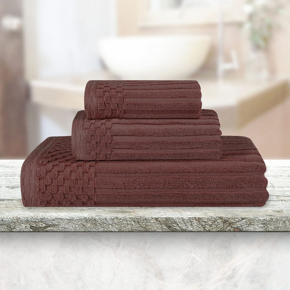 Superior Soho Ribbed Cotton 3-Piece Assorted Towel Set