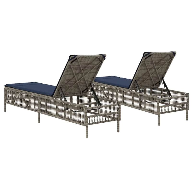 vidaXL Sun Loungers with Cushions Outdoor Chaise Lounge 2 Pcs Poly Rattan