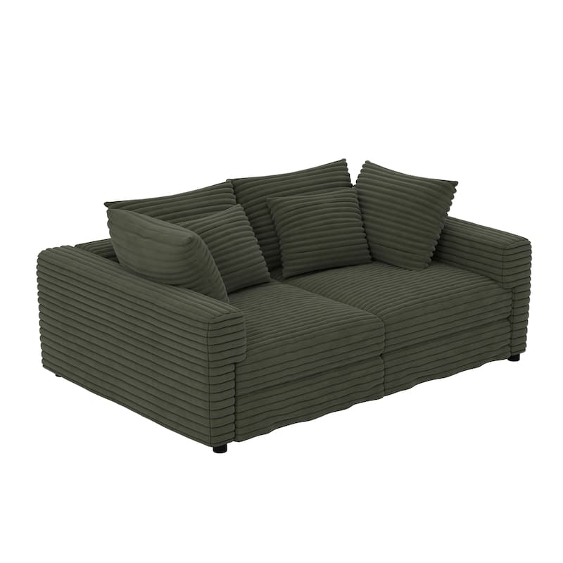 GDFStudio - Plush Corduroy 4-Seater 102.4" Deep Sofa with Convertible Lounge