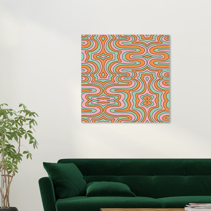 Wynwood Studio Canvas Abstract Polarizado Pattern Orange and Mint Green Modern & Contemporary Wall Art Canvas Print