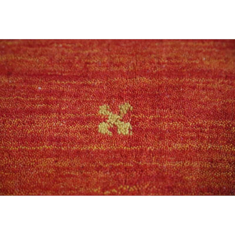 Tribal Orange Red Gabbeh Indian Rug Handmade Wool Carpet - 4'9" x 6'3"
