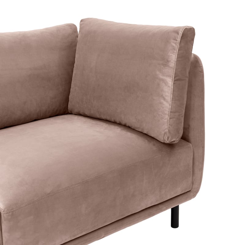 Serenity 79" Fabric or Velvet 3 Seater Cloud Sofa Couch with Black Metal Legs