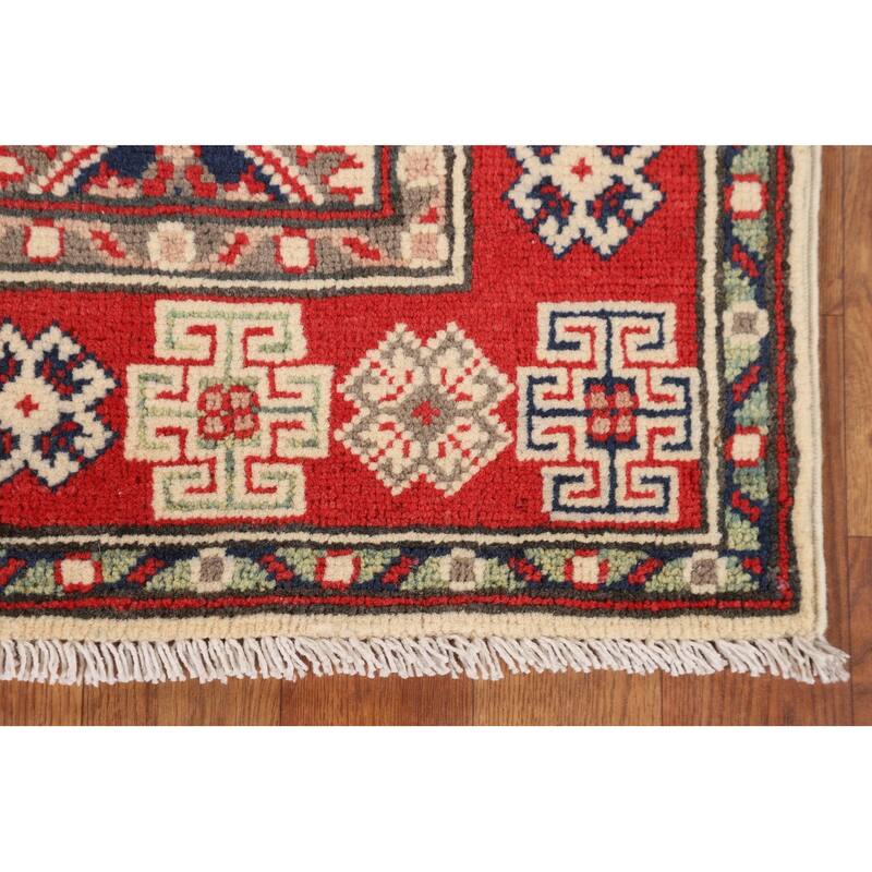 Kazak Accent Rug Handmade Oriental Foyer Wool Carpet - 2'10" x 4'2"