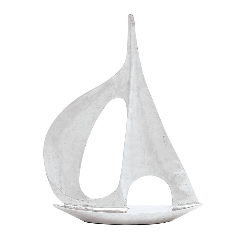 Silver Aluminum Metal Sail Boat Decorative Sculpture