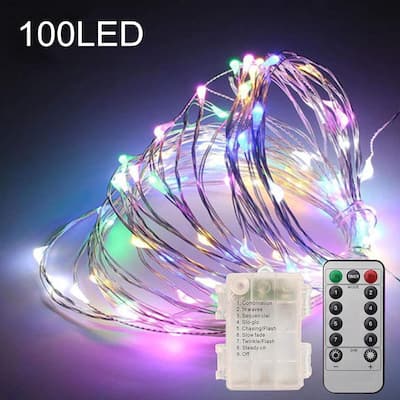 Multicolor Copper Wire Fairy Lights,Battery Operated 8 Flashing Modes LED String Lights - Medium