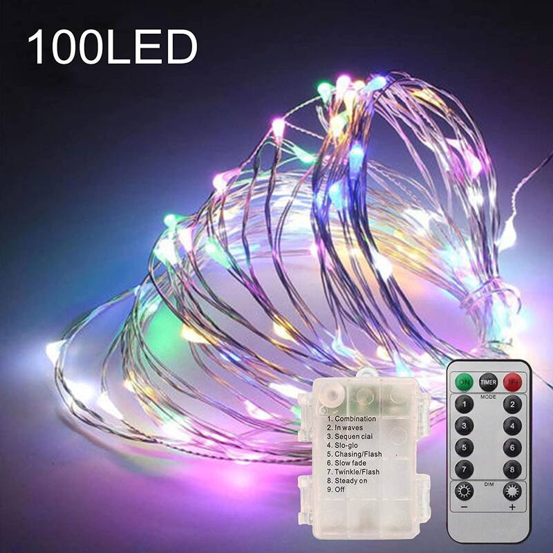 Multicolor Copper Wire Fairy Lights,Battery Operated 8 Flashing Modes