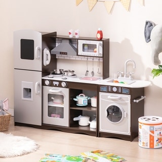 Corner Toy Kitchen Set with Light with Sounds Interactive - 48"L x 11.5"W x 33"H