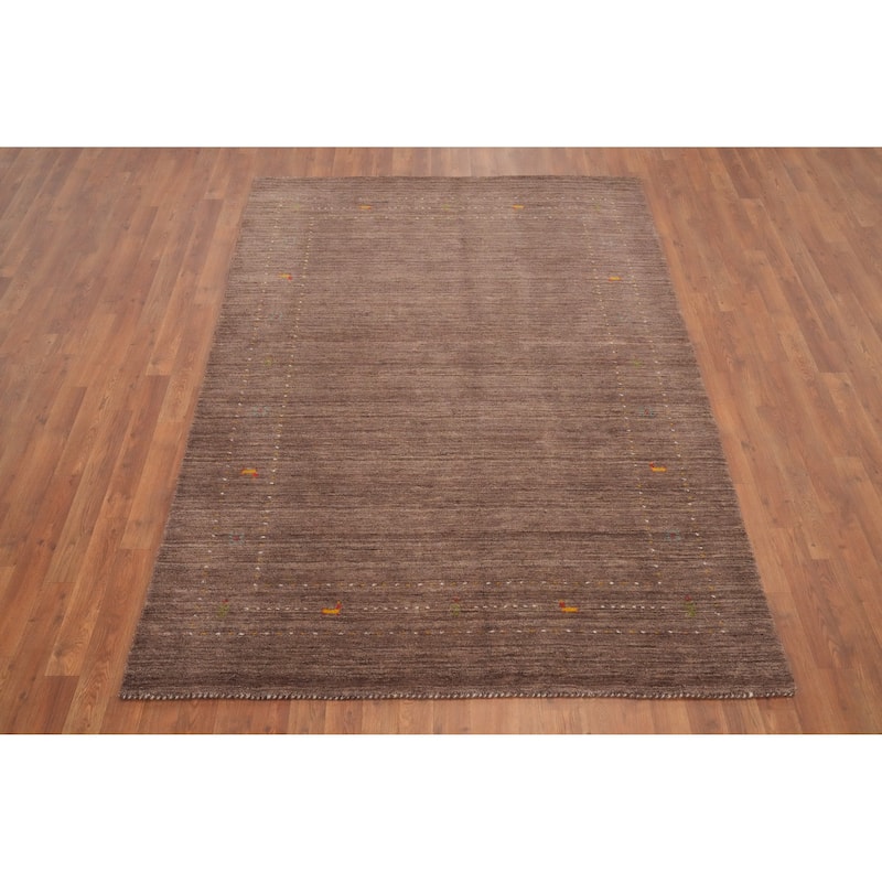 Hand Knotted Oriental 100% Wool Carpet Tribal Animal Pictorial Brown Gabbeh Area Rug - 7' 3'' X 5' 2''