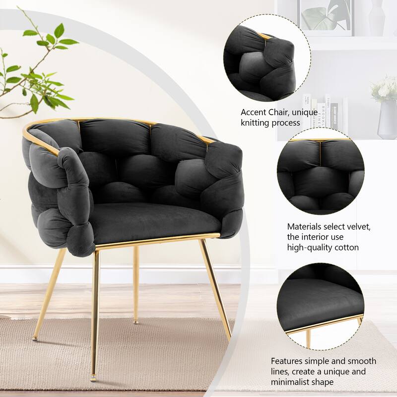 Modern Velvet Dining Chair with Metal Legs