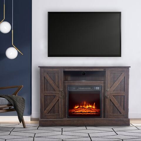 1400W Rustic Wood Fireplace Stand for TV's up to 47" Living Room Storage