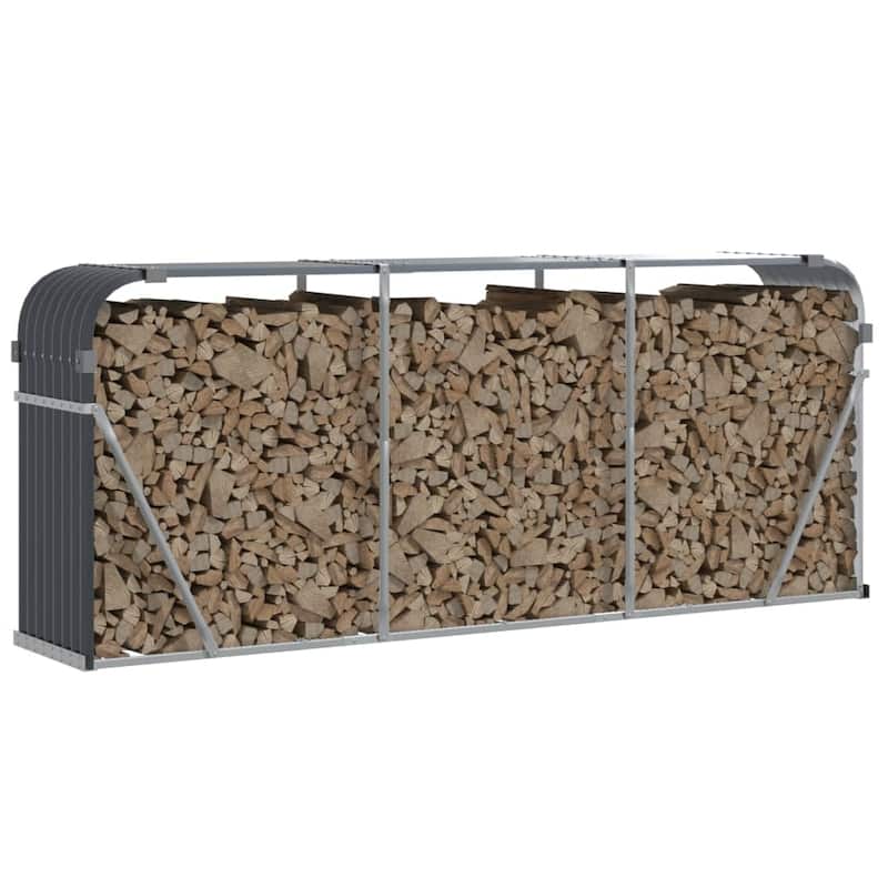 vidaXL Log Holder Outdoor Indoor Storage Firewood Rack Stand Galvanized Steel