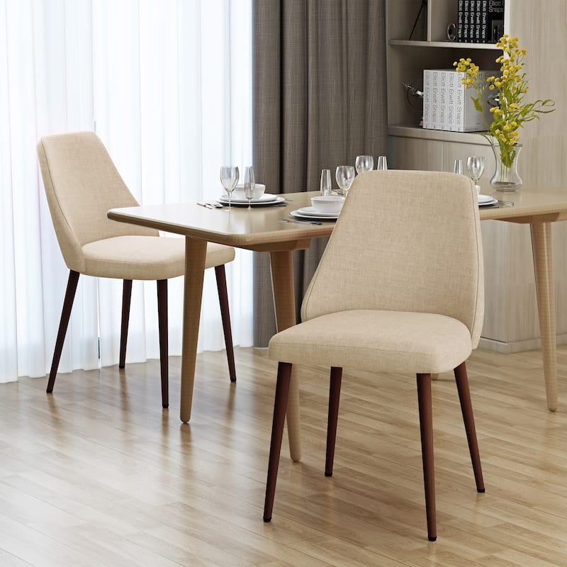 Modern Set of 2 Dining Chairs with Backrests Cushioned Seats, Metal Legs, for Dining Room Living Room and Bedroom
