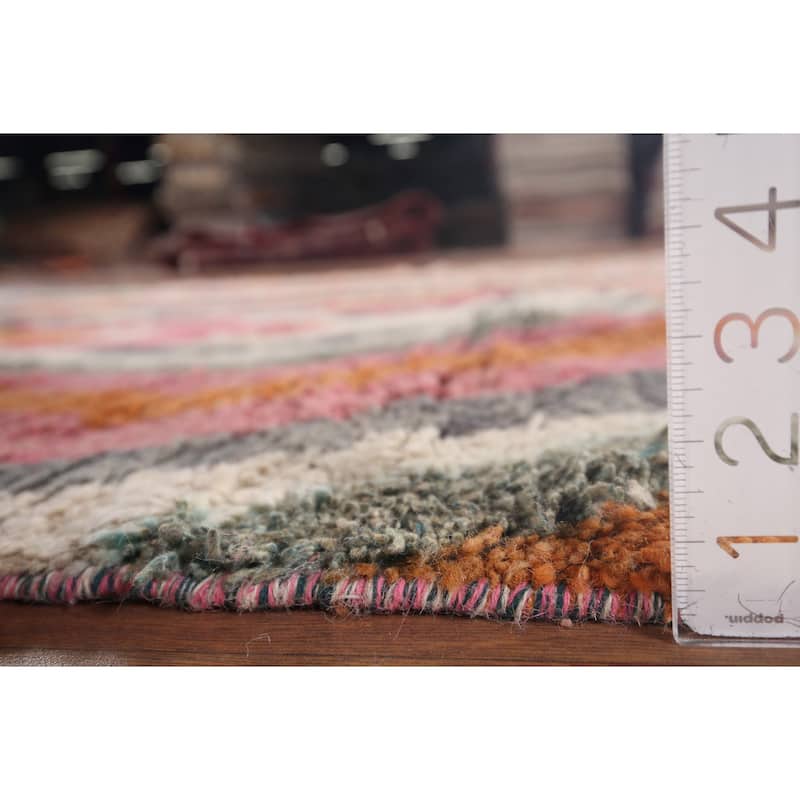 Multi-Color Moroccan Abstract Area Rug Hand-Knotted Wool Carpet - 5'11"x 10'0"