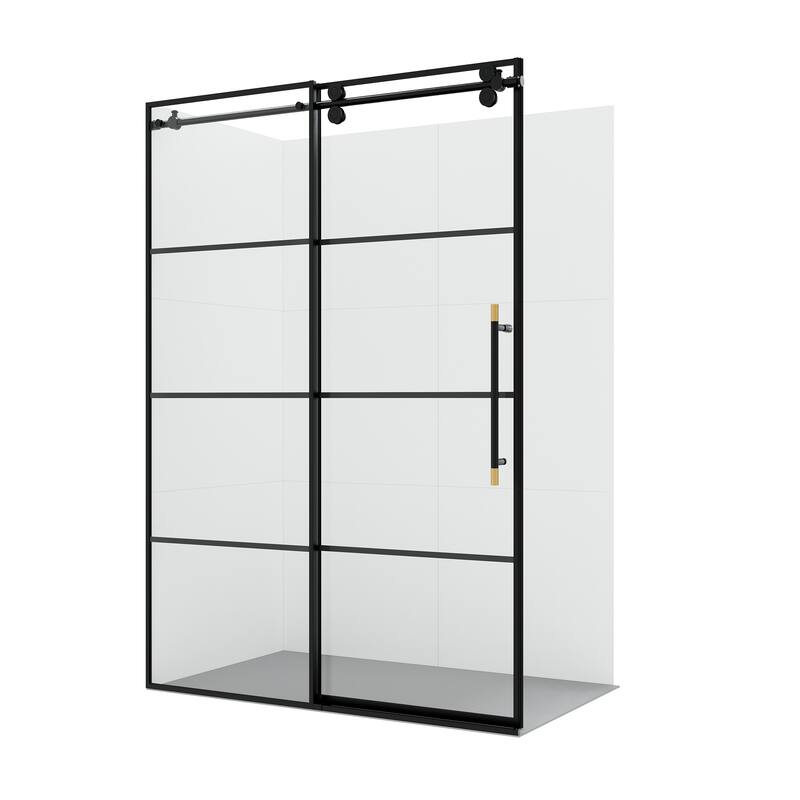 Losar Single Sliding Framed Shower Door - 48" W x 78" H - Matte Black
