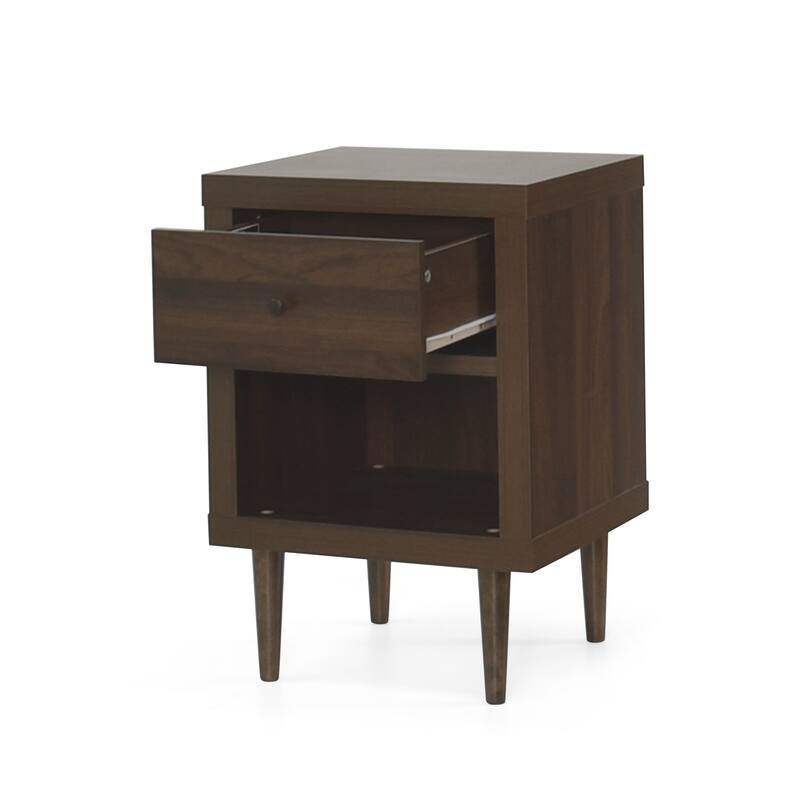 Iconic Nightstand with Wood-Like Frame, One Drawer, and Shelf