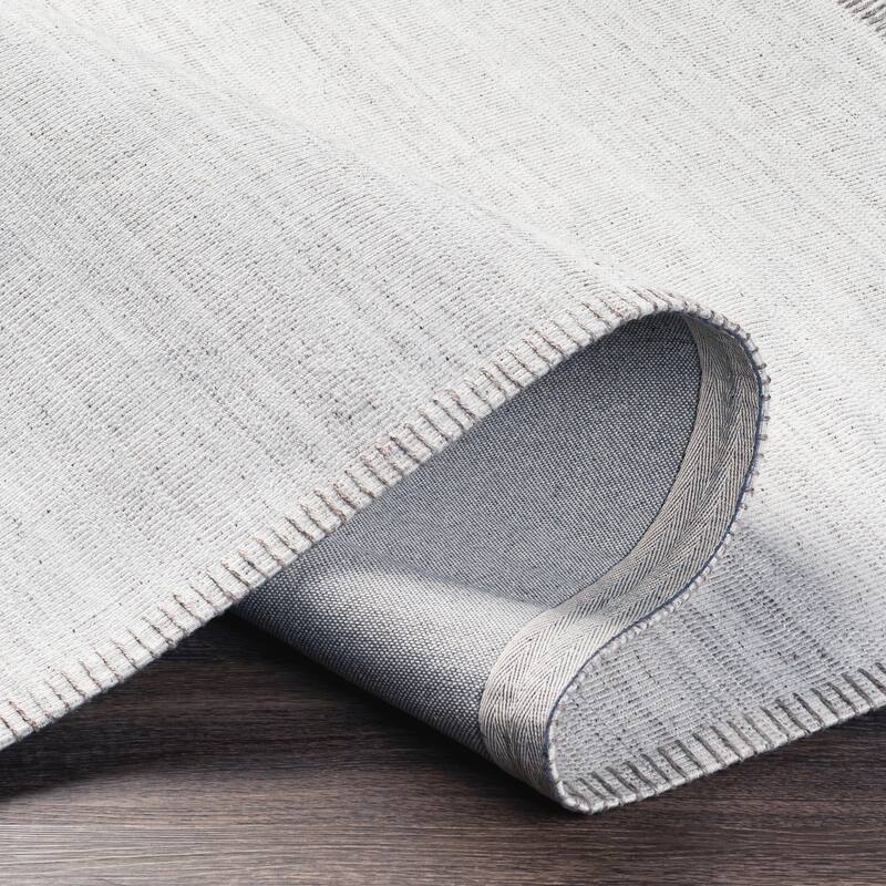 Fayla Handmade Solid Striped Viscose Area Rug