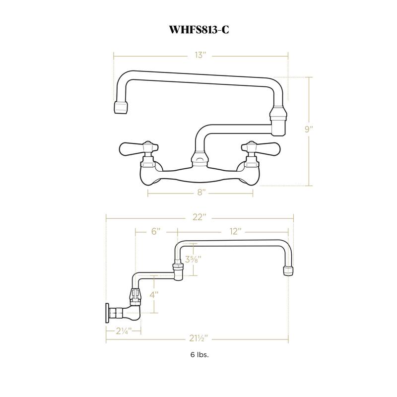 Whitehaus Collection Double Jointed Wall Mount Utility Faucet