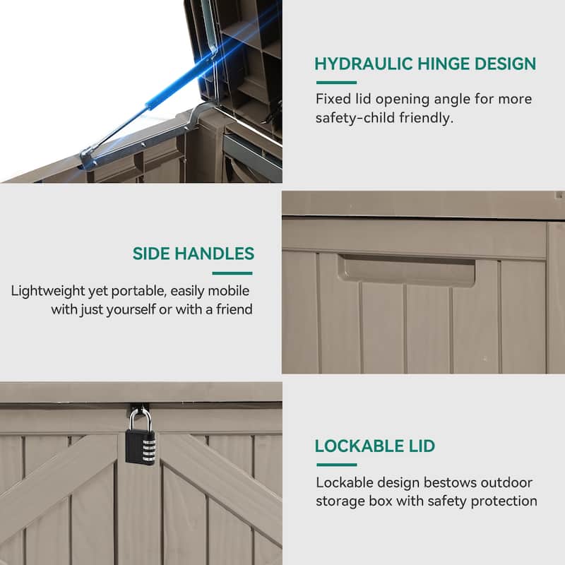 120 Gallons Water Resistant Resin Lockable Deck Box