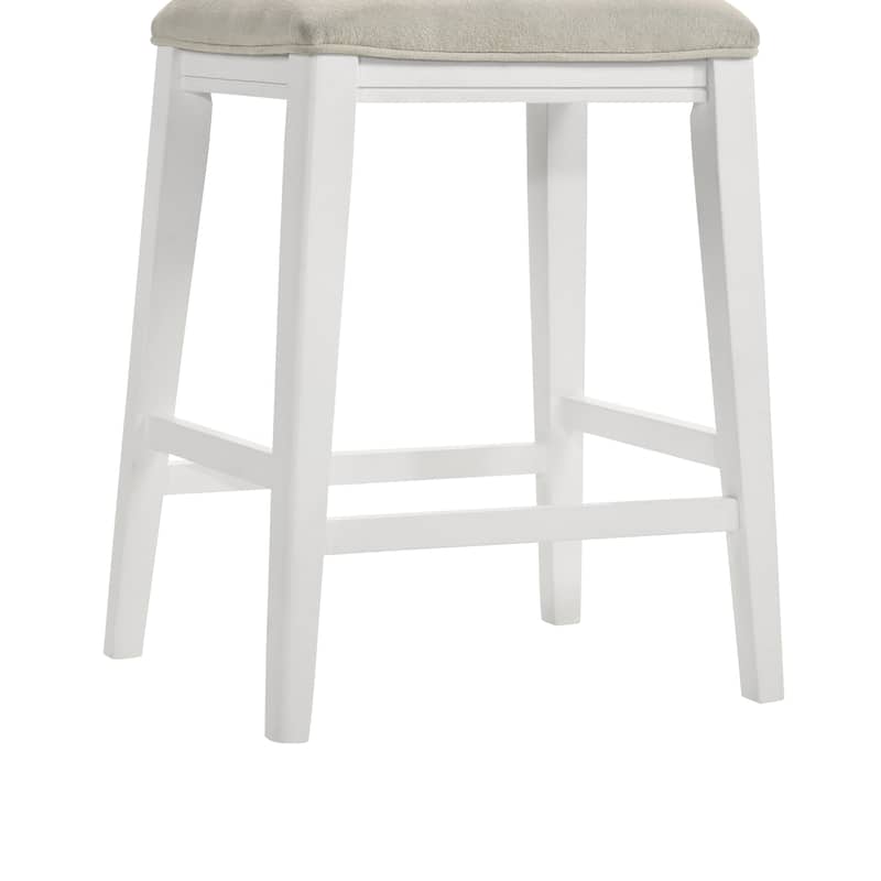 Jane Contemporary Transitional Backless Wood Counter Height Kitchen Bar Stool with Fabric Upholstered Seat