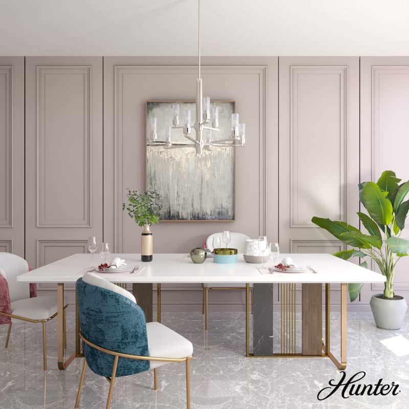 Hunter Gatz Ribbed Glass Chandelier - Dining Room, Kitchen Island, Entry - Glam, Contemporary, Transitional