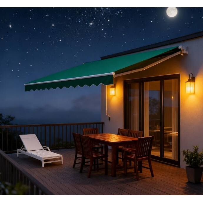 Manual Retractable Patio Awning with Adjustable Sunshade for Multi-Surface Installation