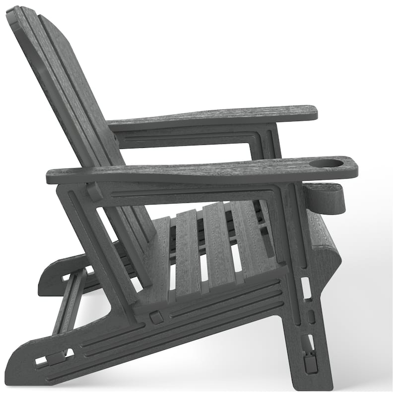 Polytrends Coastline Outdoor Poly Adirondack Chair with Cup Holder (Set of 2)