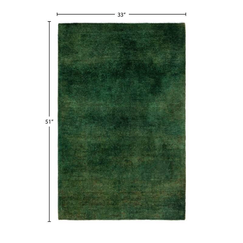 Overdyed One-of-a-Kind Hand-Knotted Runner Rug - Green - 2' 9" x 4' 3"