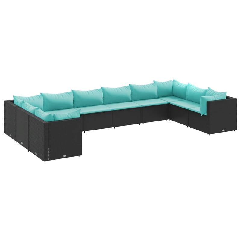 vidaXL Patio Lounge Set with Cushions Sectional Sofa Garden Backyard Poly Rattan - 24.8" x 24.8" x 22.6"