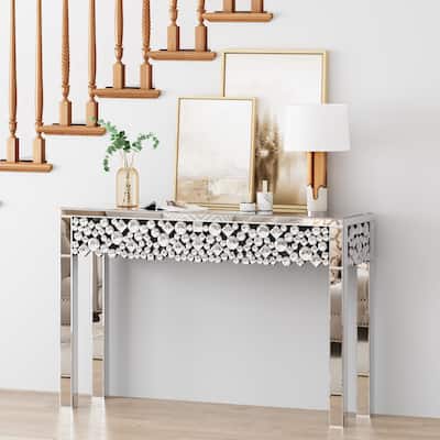 Glam Console Table Entryway Table with Crystal Frame