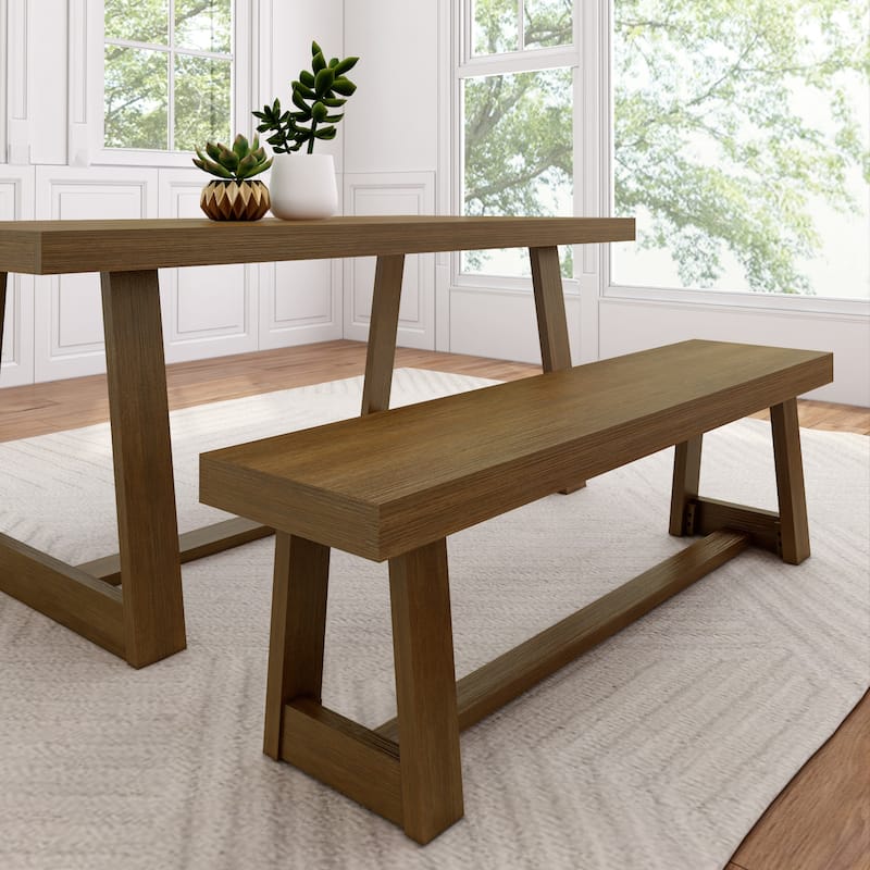Plank and Beam Classic Dining Bench - 60" - Pecan Wirebrush