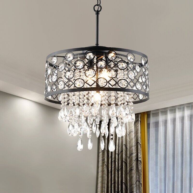 Maxax 5 - Light Lantern Drum Chandelier with Crystal Accents