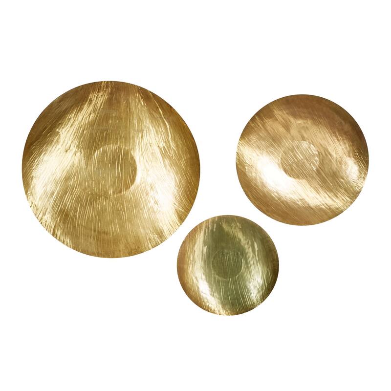 Metal Plate Large Metallic Disk Home Wall Decor - Set of 3 Gold - Roche River Decor - Gold