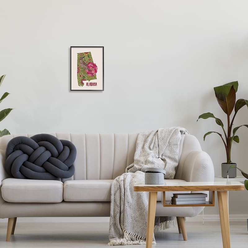 Stupell Intricate Alabama Camellia Flower Bird Detailed Pattern Framed Wall Art, Design by Valentina Harper