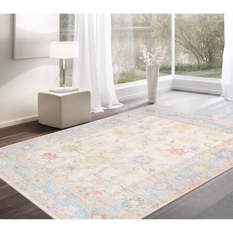 Pasargad Home Oushak Hand-Knotted Ivory Wool Area Rug - 10' 3" X 13' 0"