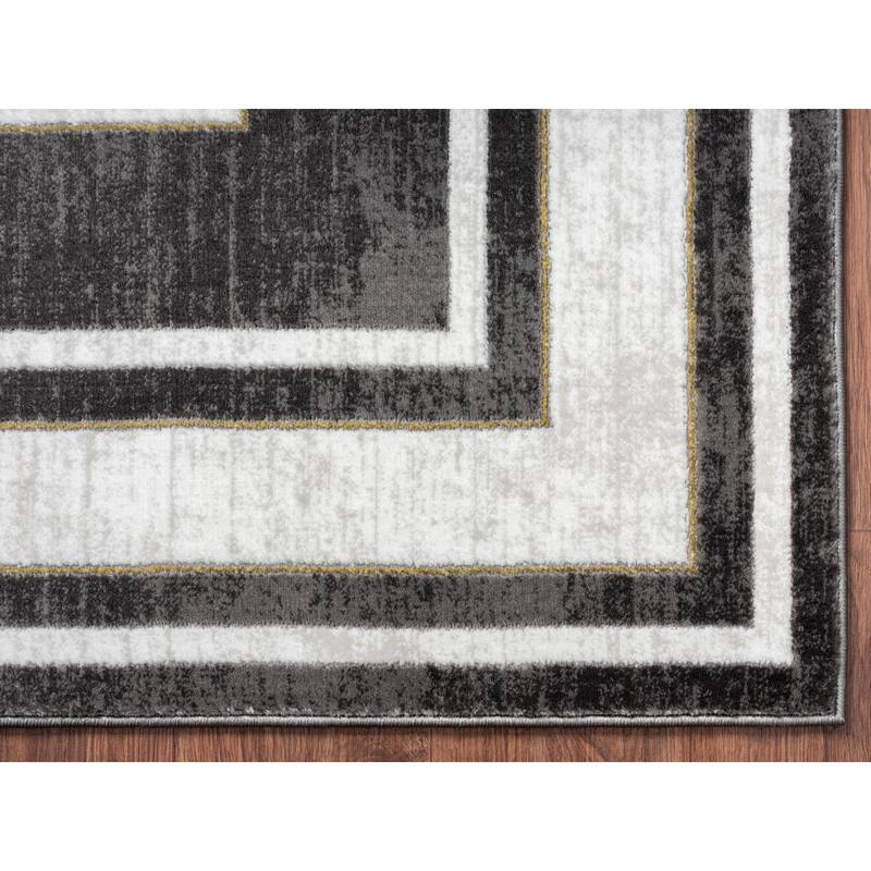 Brooklyn Collection Grey Border Area Rug
