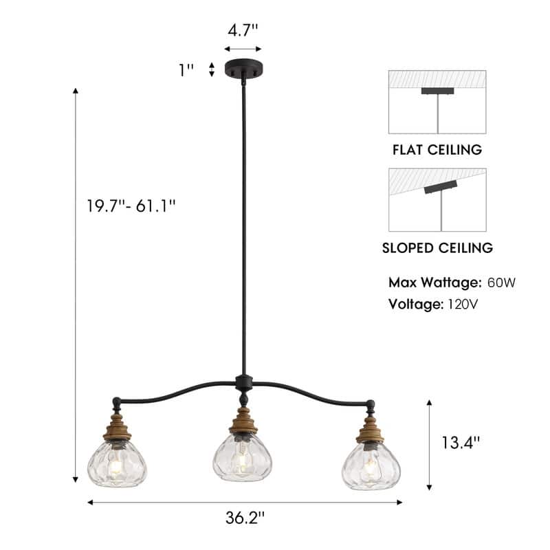 23.6 in. Farmhouse 6-Light Black Lantern Drum Chandelier Hexagon Industrial Chandelier with Metal Frame for Dining Room