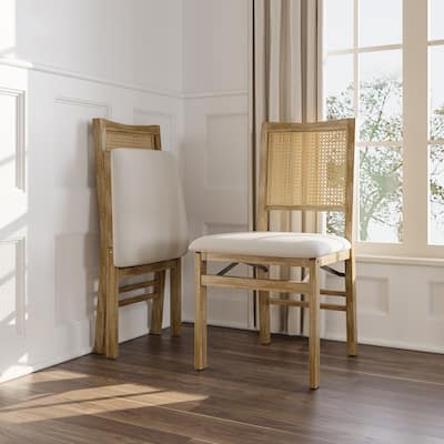 HOMEFUN Scandinavian Style Solid Wood Frame Folding Dining Chair(set of 2) for Kitchen,Living Room and Small Space