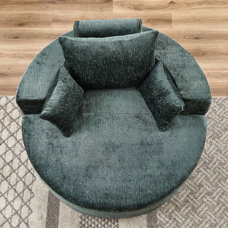 55in Wide Chenille Sponge Single Sofa Fluffy Modern Sleeper Chair