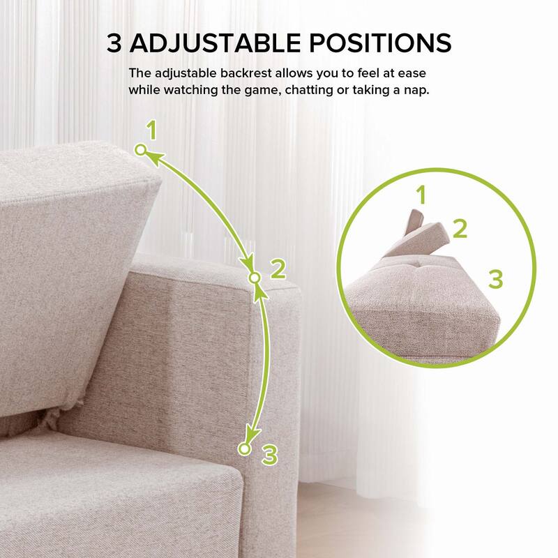 84" 3 in 1 Linen Sleeper with USB Ports and Cup Holders