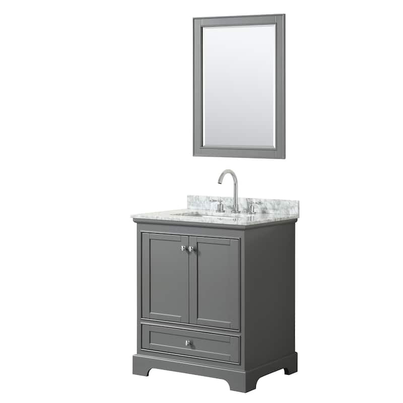 Deborah 30-inch Dark Gray Single Vanity, Square Sink, 24-inch Mirror