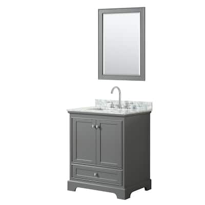 Deborah 30-inch Dark Gray Single Vanity, Square Sink, 24-inch Mirror