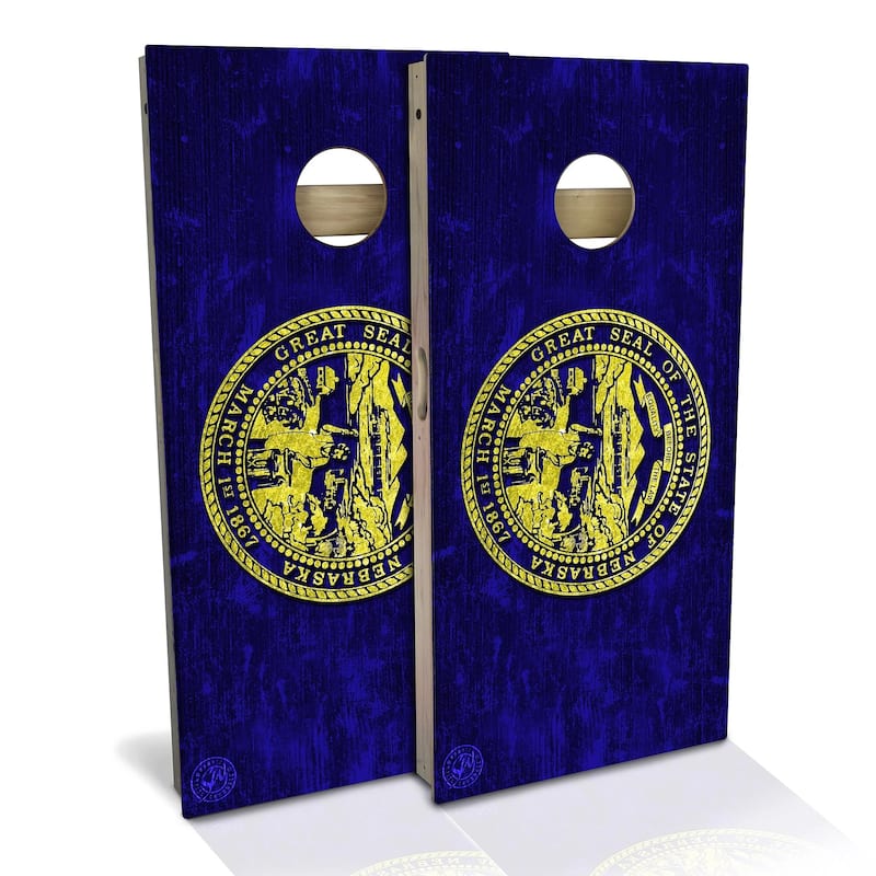 Nebraska Flag Outdoor Cornhole Board Set - Backyard 2x4 - NO Accessories