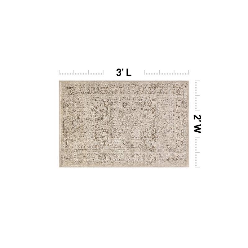 World Rug Gallery Textured Medallion Earth Beige Indoor High-Low Area Rug