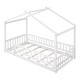 preview thumbnail 8 of 7, Twin Size Wood Bed House Bed Frame with Security Guardrail for Kids Teens Girls Boys