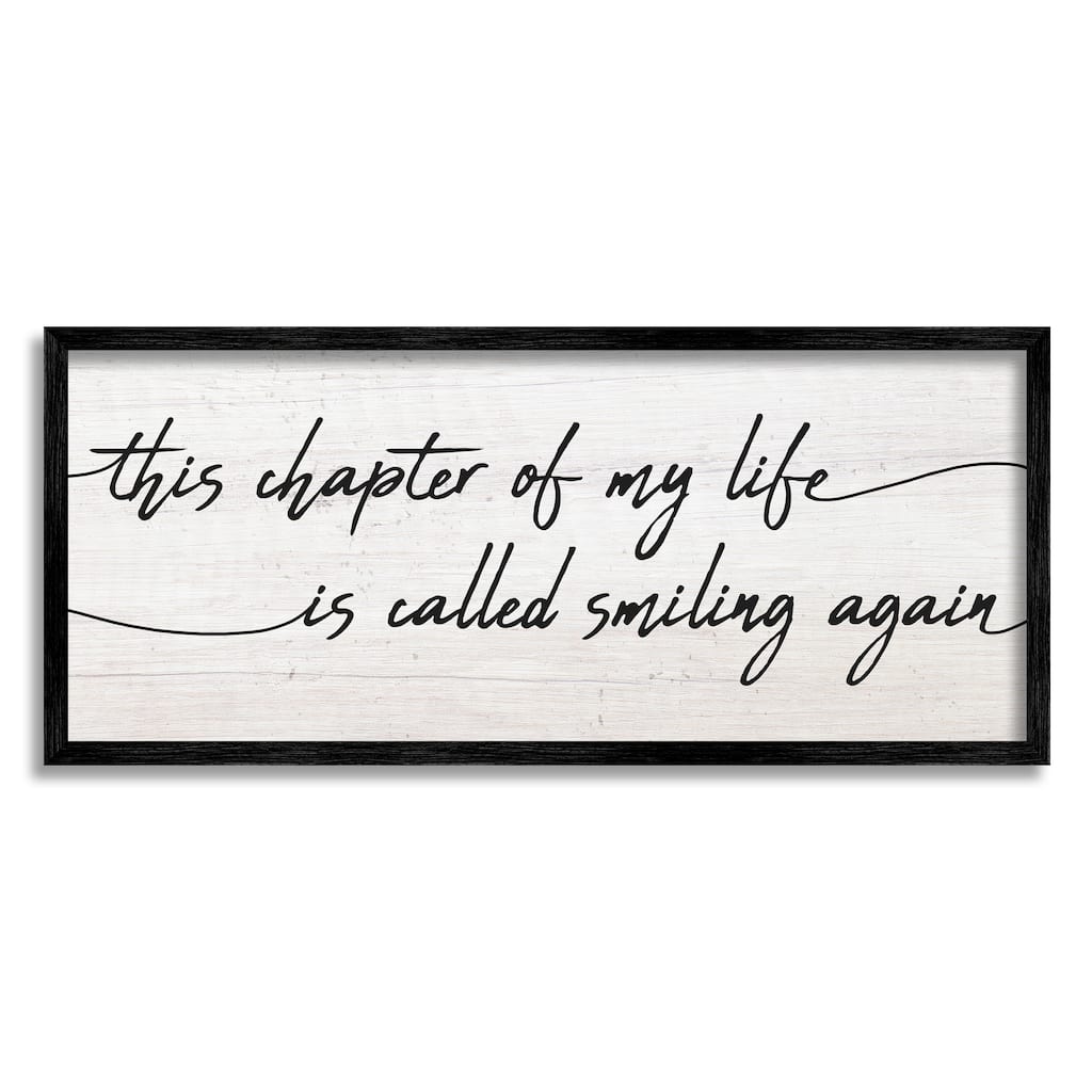 Stupell Smiling Again Motivational Healing Calligraphy Rustic Detail Framed Wall Art - White