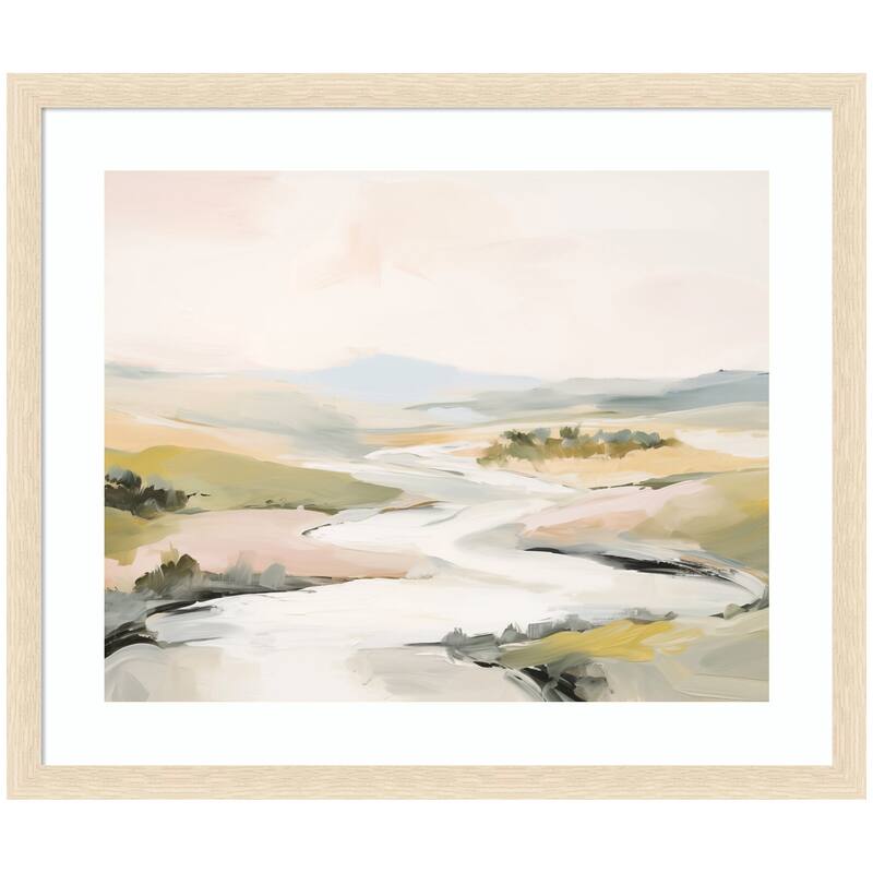 Kate and Laurel Tranquil Landscape No. 2 by Amy Lighthall Framed Wall Art Print - 26 x 22 - Natural