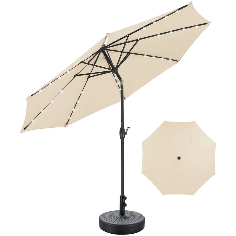 Autlaycil 10ft Solar LED lights Outdoor Patio Umbrella With Base
