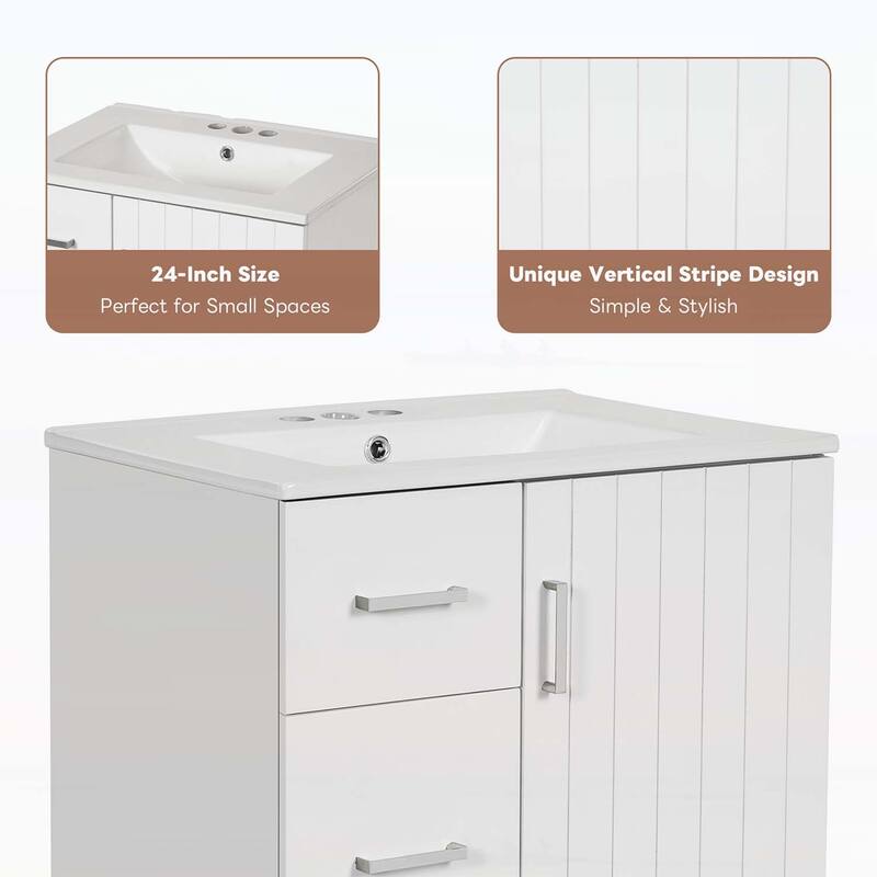 Bathroom Sink Cabinet with 2 Drawers and Soft-Closing Door