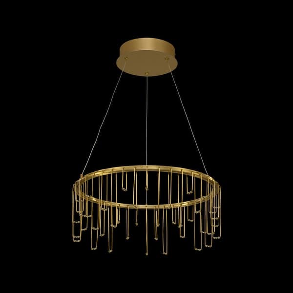 slide 1 of 1, Lucerna 18" LED Chandelier in Stainless Steel Gold